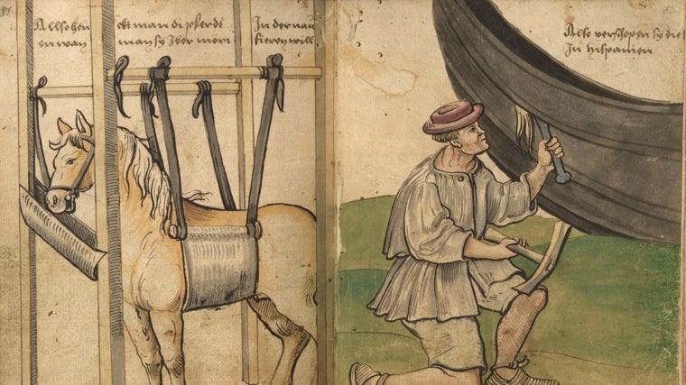 Foto del transporte de los primeros transportes de los caballos a América